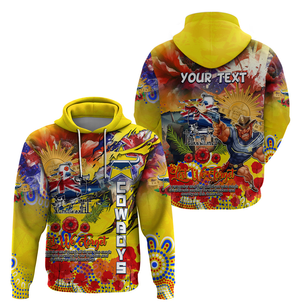 Personalised Australia Rugby Cowboys ANZAC Zip Hoodie North Queensland Scratch Style