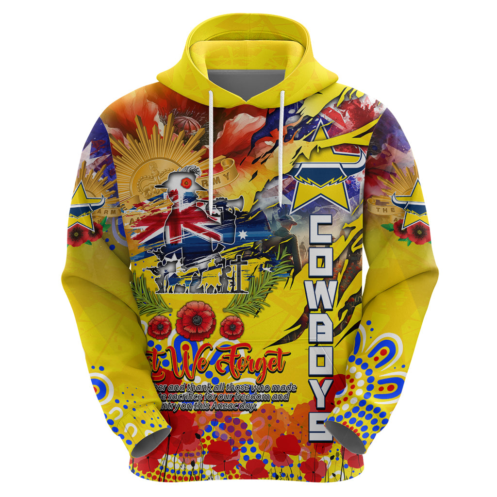 Personalised Australia Rugby Cowboys ANZAC Zip Hoodie North Queensland Scratch Style