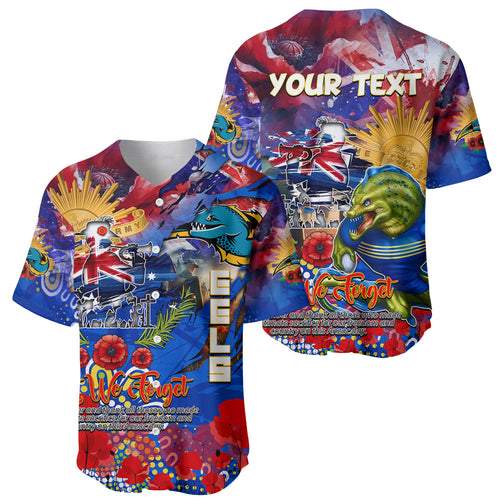 Personalised Australia Rugby Eels ANZAC Baseball Jersey Parramatta Scratch Style
