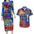 Personalised Australia Rugby Eels ANZAC Couples Matching Long Sleeve Bodycon Dress and Hawaiian Shirt Parramatta Scratch Style