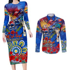 Personalised Australia Rugby Eels ANZAC Couples Matching Long Sleeve Bodycon Dress and Long Sleeve Button Shirt Parramatta Scratch Style