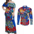 Personalised Australia Rugby Eels ANZAC Couples Matching Off Shoulder Maxi Dress and Long Sleeve Button Shirt Parramatta Scratch Style