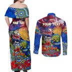 Personalised Australia Rugby Eels ANZAC Couples Matching Off Shoulder Maxi Dress and Long Sleeve Button Shirt Parramatta Scratch Style