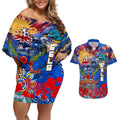 Personalised Australia Rugby Eels ANZAC Couples Matching Off Shoulder Short Dress and Hawaiian Shirt Parramatta Scratch Style