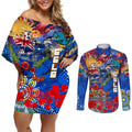 Personalised Australia Rugby Eels ANZAC Couples Matching Off Shoulder Short Dress and Long Sleeve Button Shirt Parramatta Scratch Style