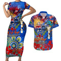 Personalised Australia Rugby Eels ANZAC Couples Matching Short Sleeve Bodycon Dress and Hawaiian Shirt Parramatta Scratch Style
