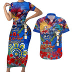 Personalised Australia Rugby Eels ANZAC Couples Matching Short Sleeve Bodycon Dress and Hawaiian Shirt Parramatta Scratch Style