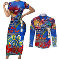 Personalised Australia Rugby Eels ANZAC Couples Matching Short Sleeve Bodycon Dress and Long Sleeve Button Shirt Parramatta Scratch Style