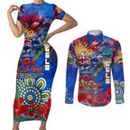 Personalised Australia Rugby Eels ANZAC Couples Matching Short Sleeve Bodycon Dress and Long Sleeve Button Shirt Parramatta Scratch Style