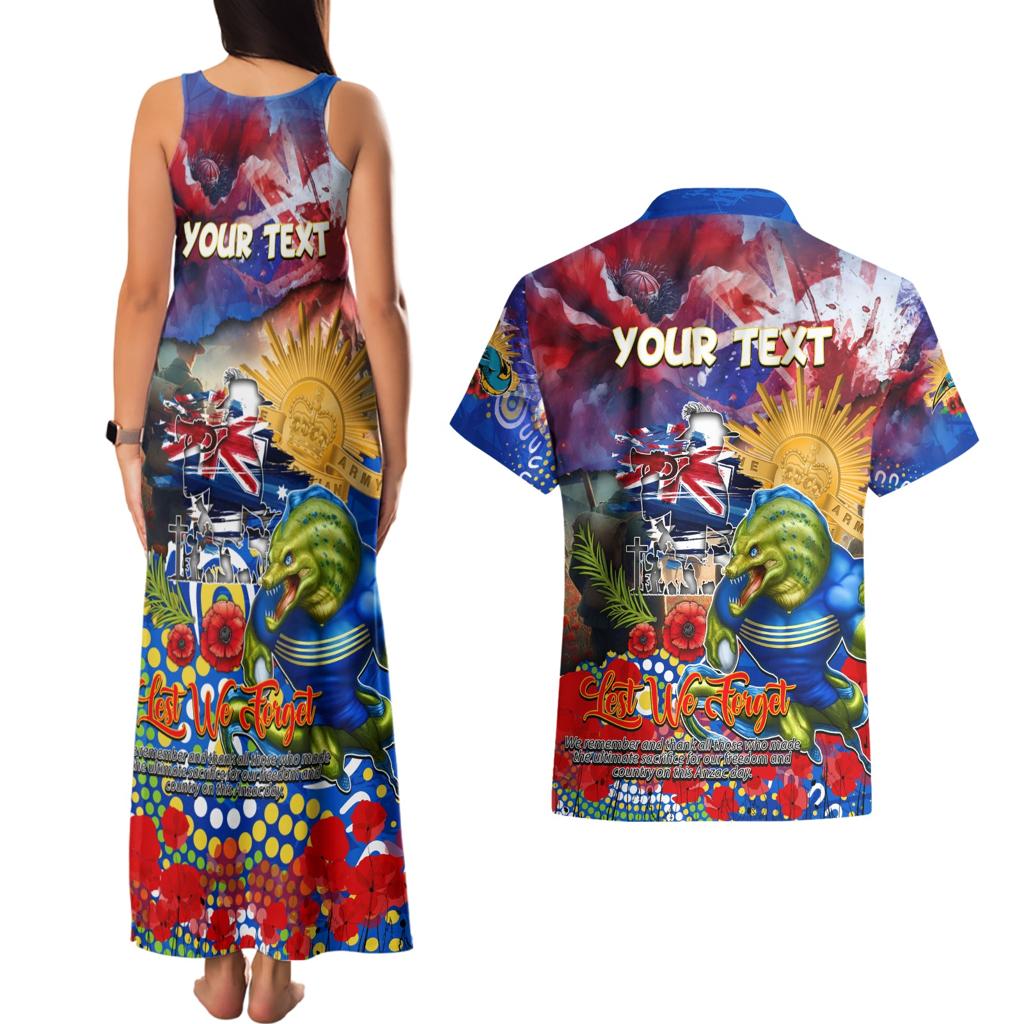 Personalised Australia Rugby Eels ANZAC Couples Matching Tank Maxi Dress and Hawaiian Shirt Parramatta Scratch Style
