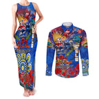 Personalised Australia Rugby Eels ANZAC Couples Matching Tank Maxi Dress and Long Sleeve Button Shirt Parramatta Scratch Style