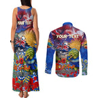 Personalised Australia Rugby Eels ANZAC Couples Matching Tank Maxi Dress and Long Sleeve Button Shirt Parramatta Scratch Style