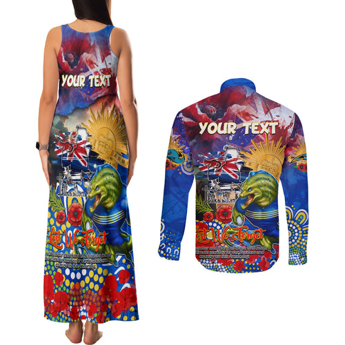 Personalised Australia Rugby Eels ANZAC Couples Matching Tank Maxi Dress and Long Sleeve Button Shirt Parramatta Scratch Style