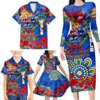 Personalised Australia Rugby Eels ANZAC Family Matching Long Sleeve Bodycon Dress and Hawaiian Shirt Parramatta Scratch Style