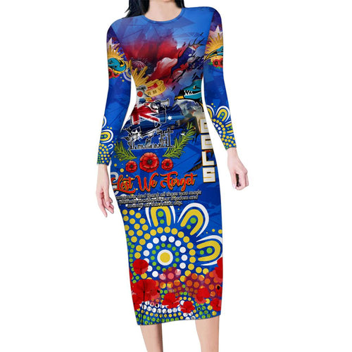 Personalised Australia Rugby Eels ANZAC Family Matching Long Sleeve Bodycon Dress and Hawaiian Shirt Parramatta Scratch Style