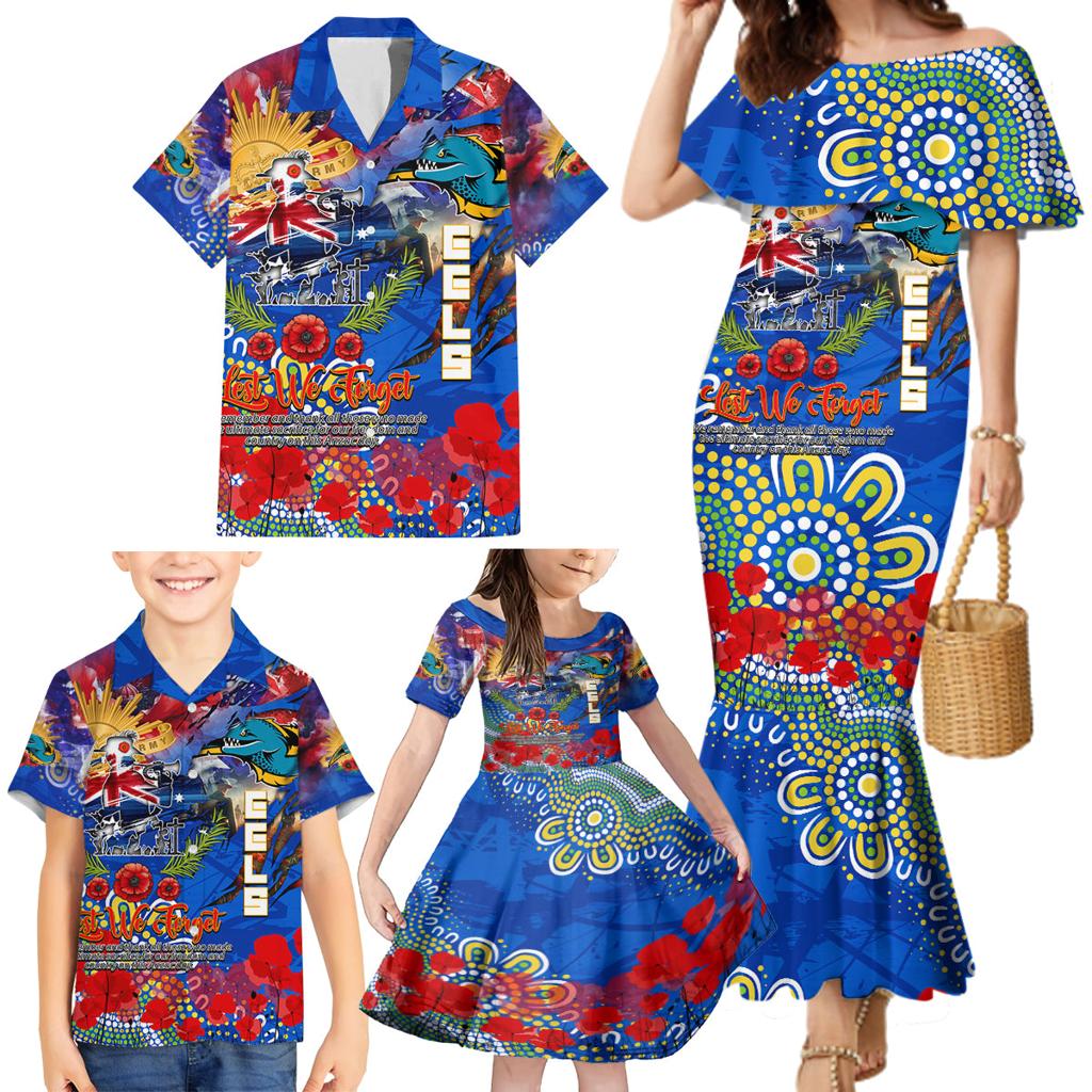 Personalised Australia Rugby Eels ANZAC Family Matching Mermaid Dress and Hawaiian Shirt Parramatta Scratch Style