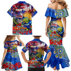 Personalised Australia Rugby Eels ANZAC Family Matching Mermaid Dress and Hawaiian Shirt Parramatta Scratch Style