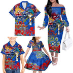 Personalised Australia Rugby Eels ANZAC Family Matching Off The Shoulder Long Sleeve Dress and Hawaiian Shirt Parramatta Scratch Style
