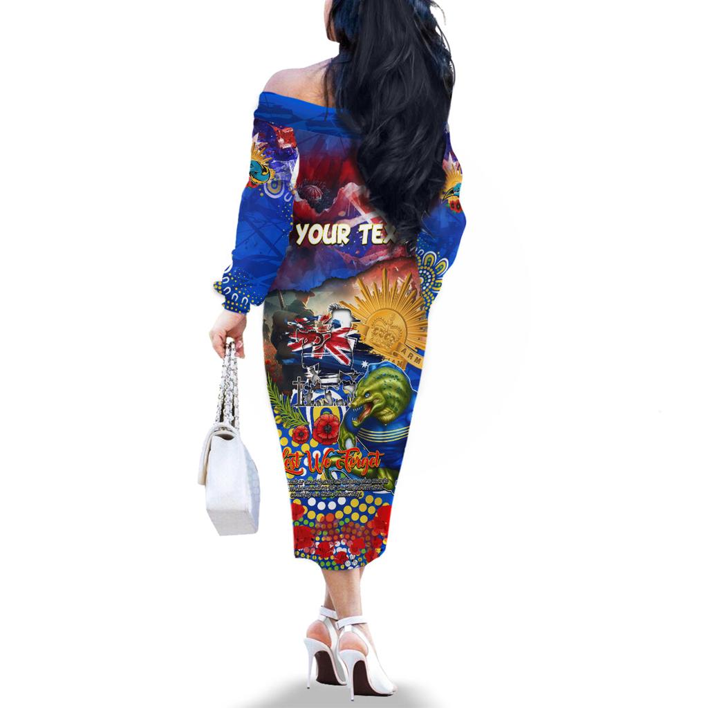 Personalised Australia Rugby Eels ANZAC Family Matching Off The Shoulder Long Sleeve Dress and Hawaiian Shirt Parramatta Scratch Style