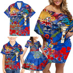 Personalised Australia Rugby Eels ANZAC Family Matching Off Shoulder Short Dress and Hawaiian Shirt Parramatta Scratch Style