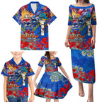 Personalised Australia Rugby Eels ANZAC Family Matching Puletasi and Hawaiian Shirt Parramatta Scratch Style