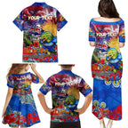 Personalised Australia Rugby Eels ANZAC Family Matching Puletasi and Hawaiian Shirt Parramatta Scratch Style