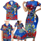 Personalised Australia Rugby Eels ANZAC Family Matching Short Sleeve Bodycon Dress and Hawaiian Shirt Parramatta Scratch Style