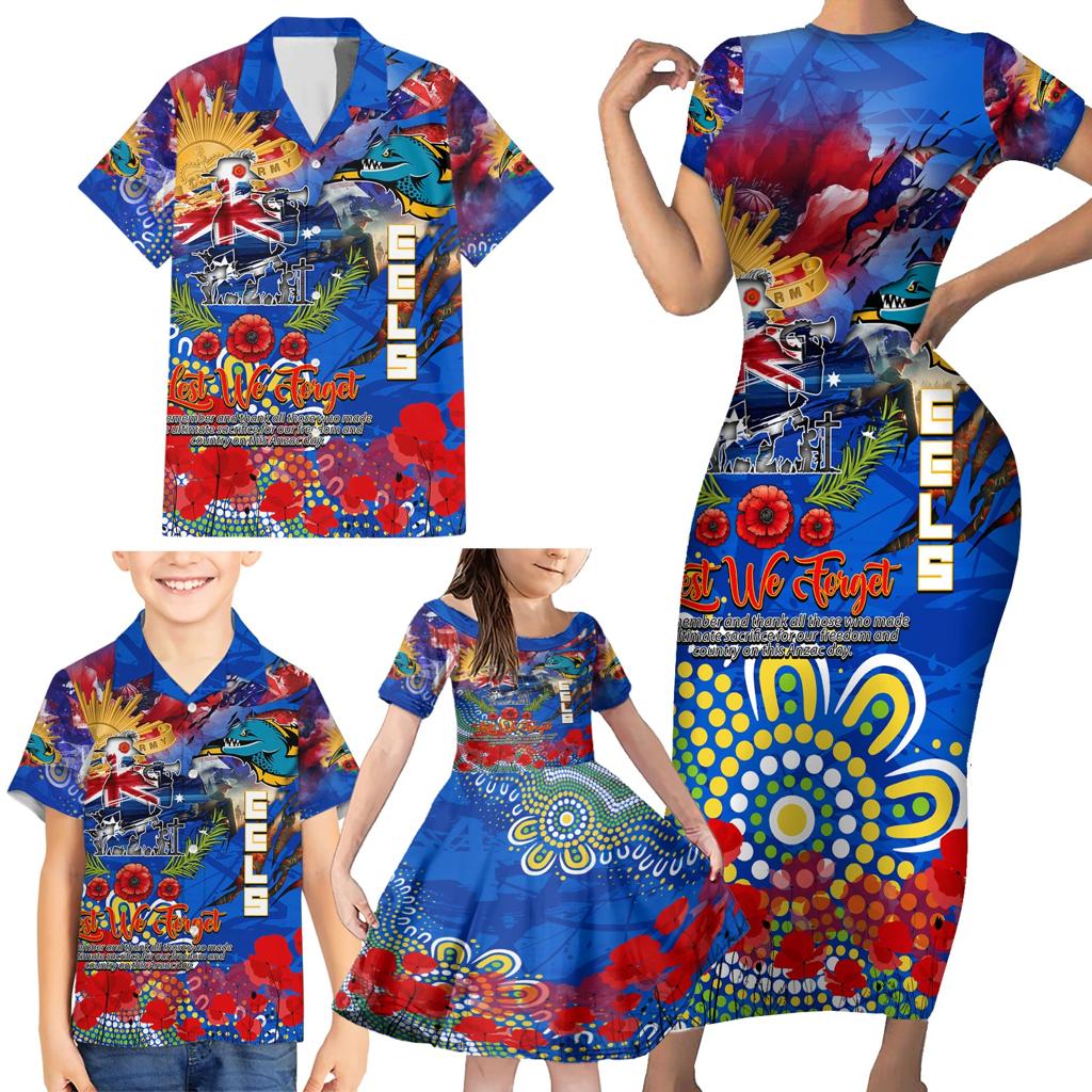 Personalised Australia Rugby Eels ANZAC Family Matching Short Sleeve Bodycon Dress and Hawaiian Shirt Parramatta Scratch Style