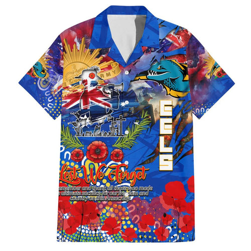 Personalised Australia Rugby Eels ANZAC Family Matching Short Sleeve Bodycon Dress and Hawaiian Shirt Parramatta Scratch Style