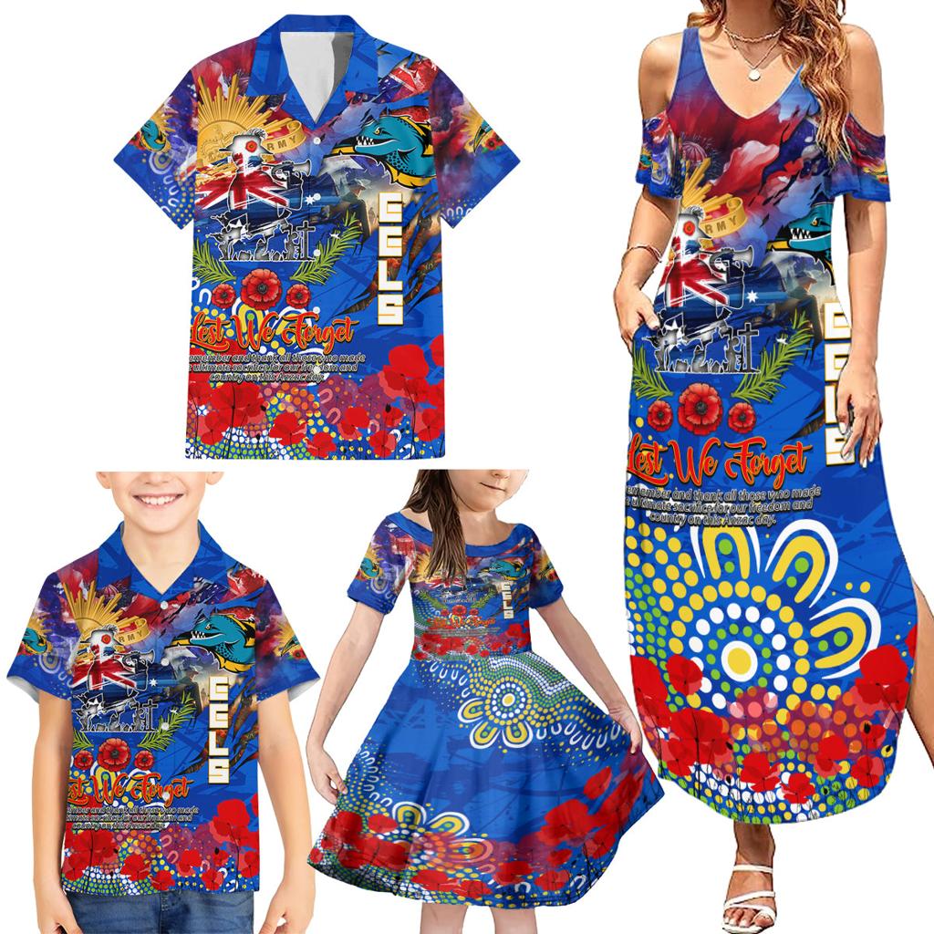 Personalised Australia Rugby Eels ANZAC Family Matching Summer Maxi Dress and Hawaiian Shirt Parramatta Scratch Style