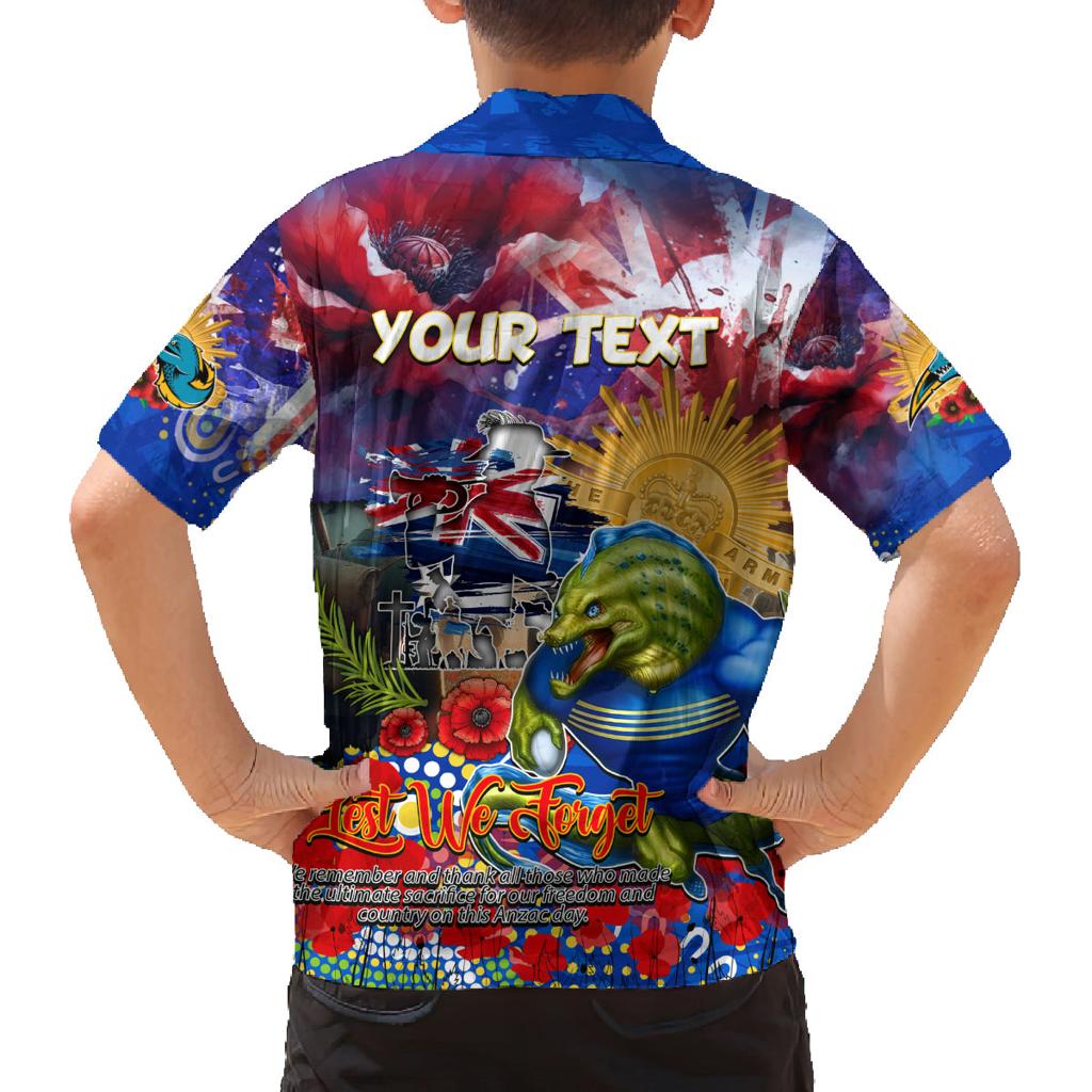 Personalised Australia Rugby Eels ANZAC Family Matching Summer Maxi Dress and Hawaiian Shirt Parramatta Scratch Style