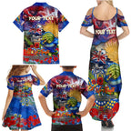 Personalised Australia Rugby Eels ANZAC Family Matching Summer Maxi Dress and Hawaiian Shirt Parramatta Scratch Style