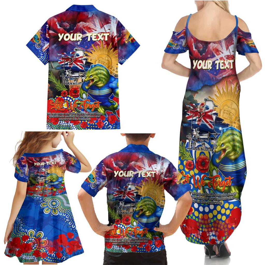 Personalised Australia Rugby Eels ANZAC Family Matching Summer Maxi Dress and Hawaiian Shirt Parramatta Scratch Style