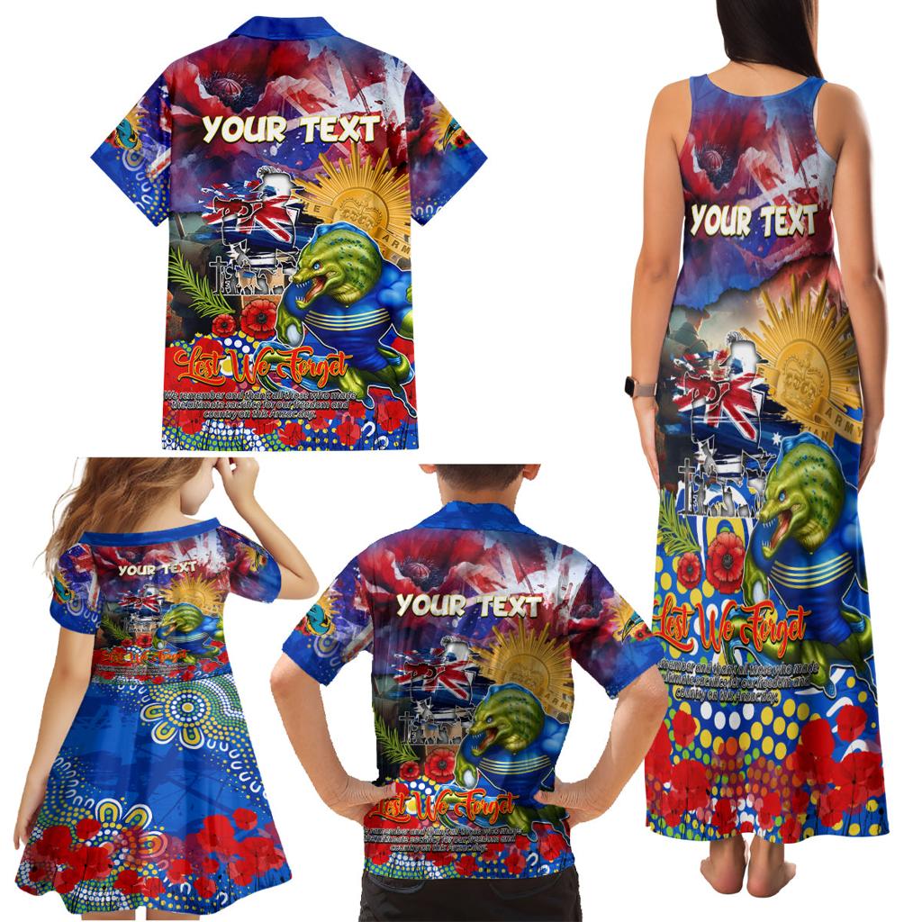 Personalised Australia Rugby Eels ANZAC Family Matching Tank Maxi Dress and Hawaiian Shirt Parramatta Scratch Style