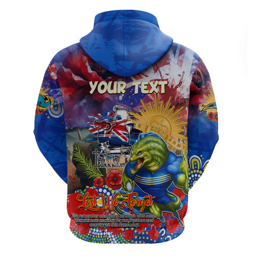 Personalised Australia Rugby Eels ANZAC Hoodie Parramatta Scratch Style