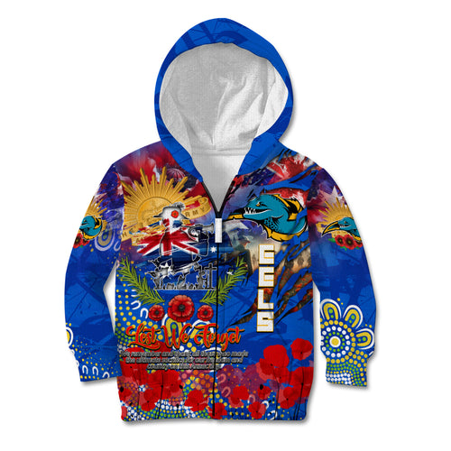 Personalised Australia Rugby Eels ANZAC Kid Hoodie Parramatta Scratch Style