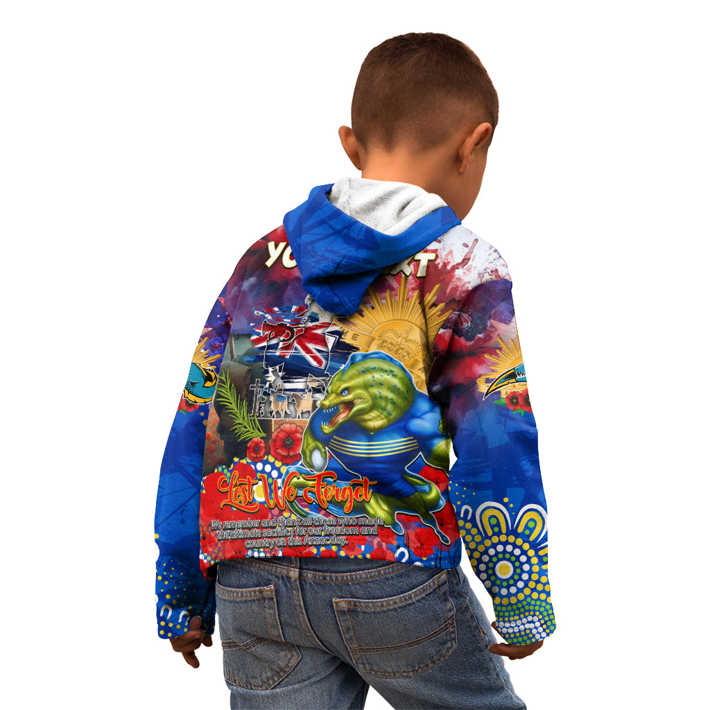Personalised Australia Rugby Eels ANZAC Kid Hoodie Parramatta Scratch Style