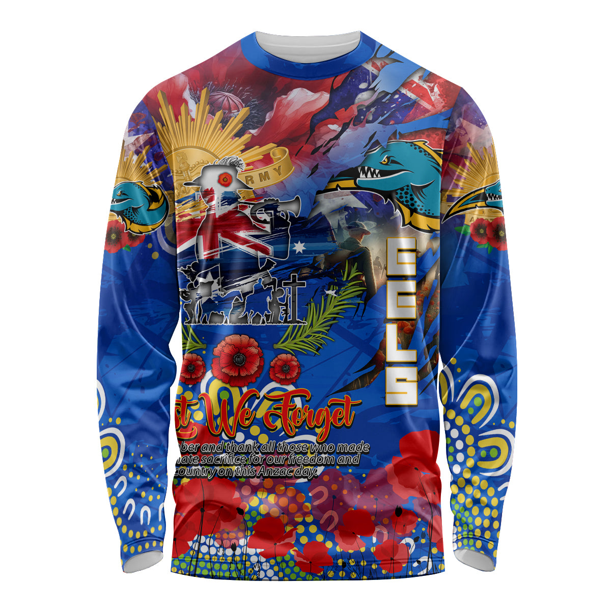 Personalised Australia Rugby Eels ANZAC Long Sleeve Shirt Parramatta Scratch Style