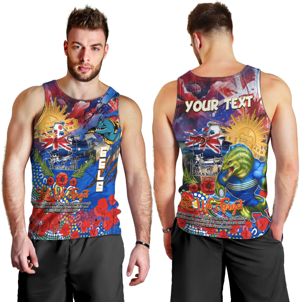 Personalised Australia Rugby Eels ANZAC Men Tank Top Parramatta Scratch Style