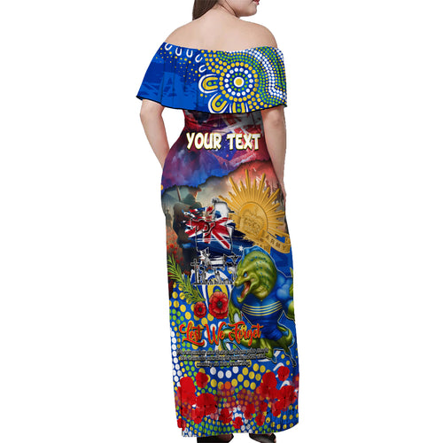 Personalised Australia Rugby Eels ANZAC Off Shoulder Maxi Dress Parramatta Scratch Style