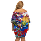 Personalised Australia Rugby Eels ANZAC Off Shoulder Short Dress Parramatta Scratch Style