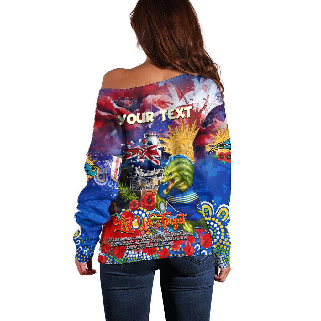 Personalised Australia Rugby Eels ANZAC Off Shoulder Sweater Parramatta Scratch Style