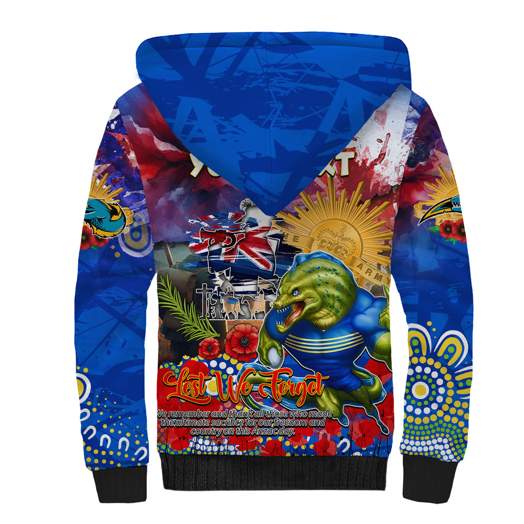 Personalised Australia Rugby Eels ANZAC Sherpa Hoodie Parramatta Scratch Style