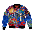 Personalised Australia Rugby Eels ANZAC Sleeve Zip Bomber Jacket Parramatta Scratch Style
