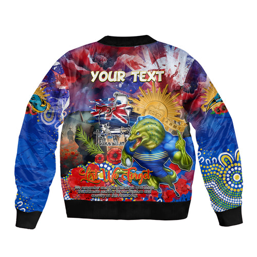 Personalised Australia Rugby Eels ANZAC Sleeve Zip Bomber Jacket Parramatta Scratch Style