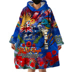 Personalised Australia Rugby Eels ANZAC Wearable Blanket Hoodie Parramatta Scratch Style