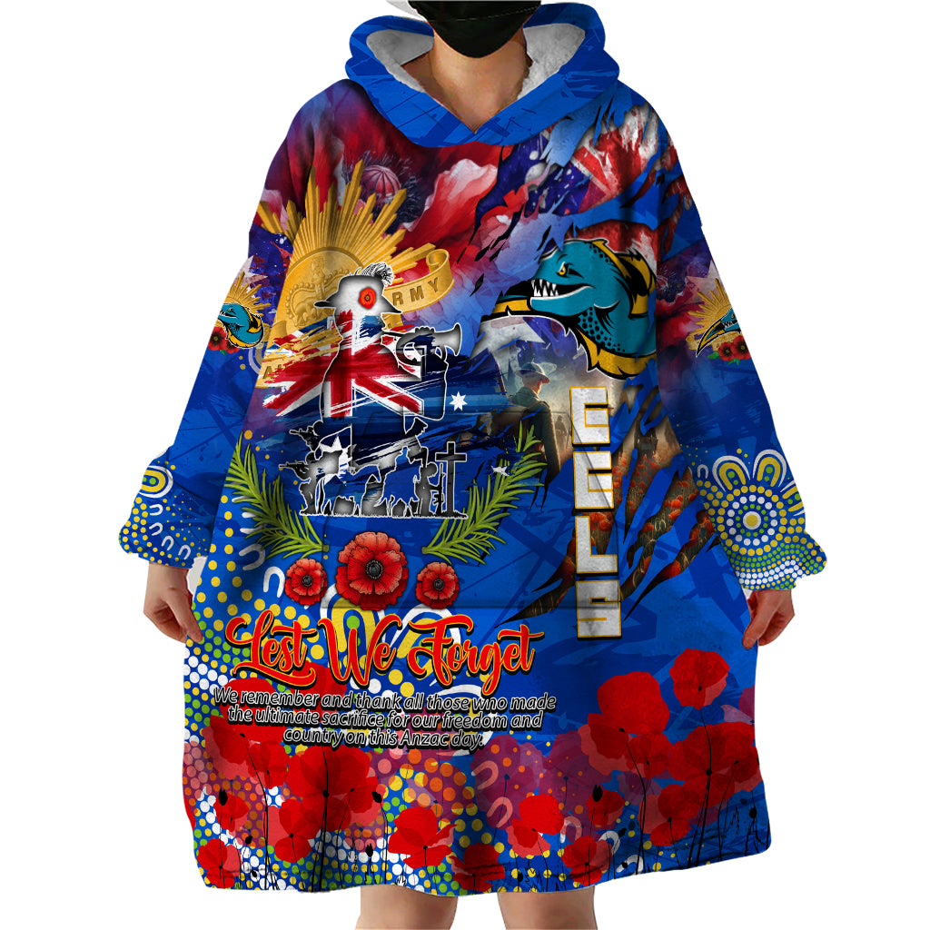 Personalised Australia Rugby Eels ANZAC Wearable Blanket Hoodie Parramatta Scratch Style