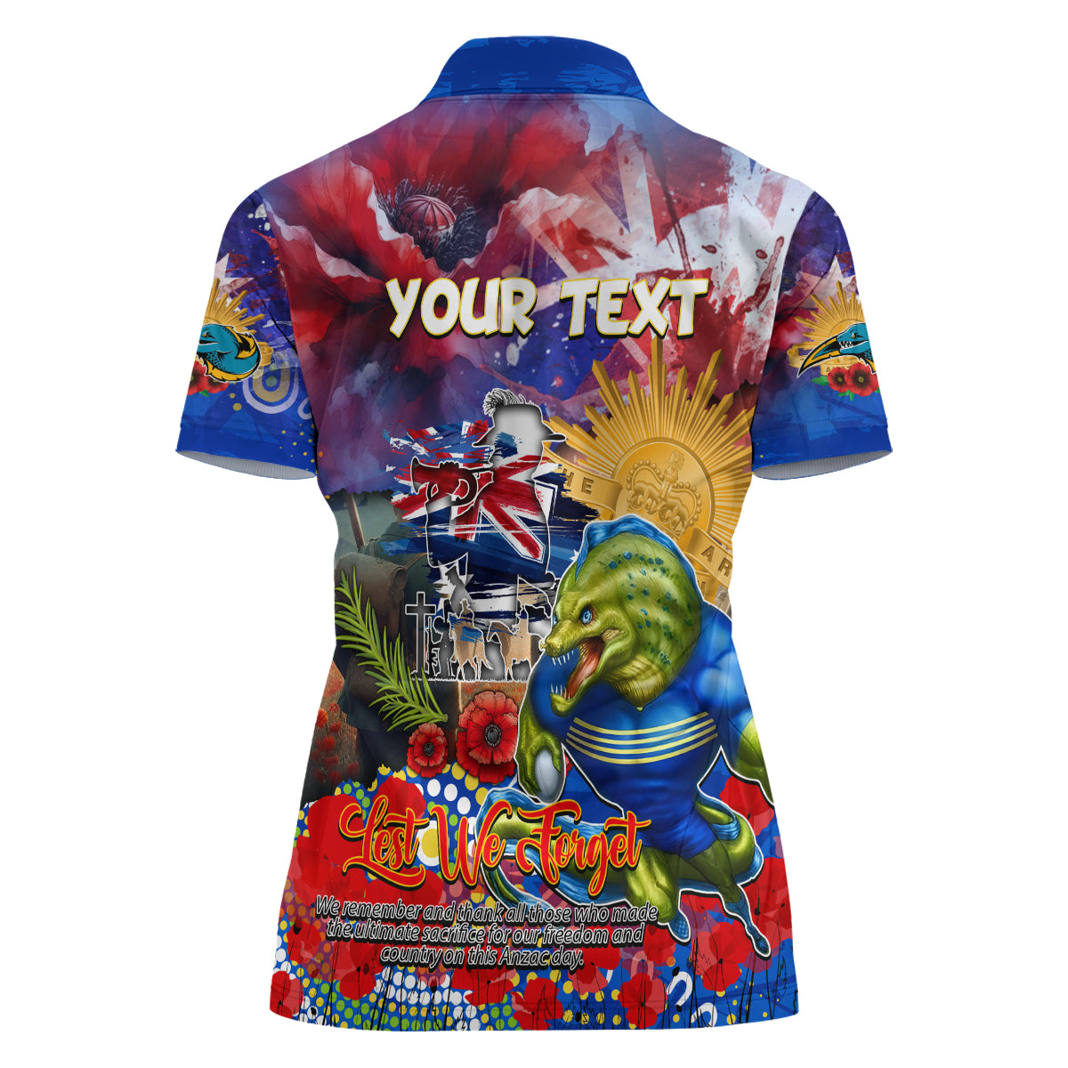 Personalised Australia Rugby Eels ANZAC Women Polo Shirt Parramatta Scratch Style