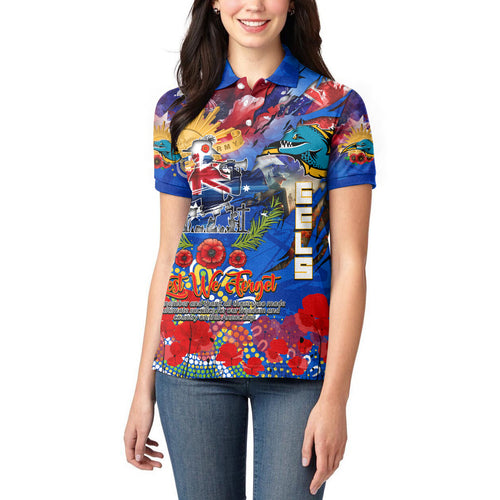 Personalised Australia Rugby Eels ANZAC Women Polo Shirt Parramatta Scratch Style