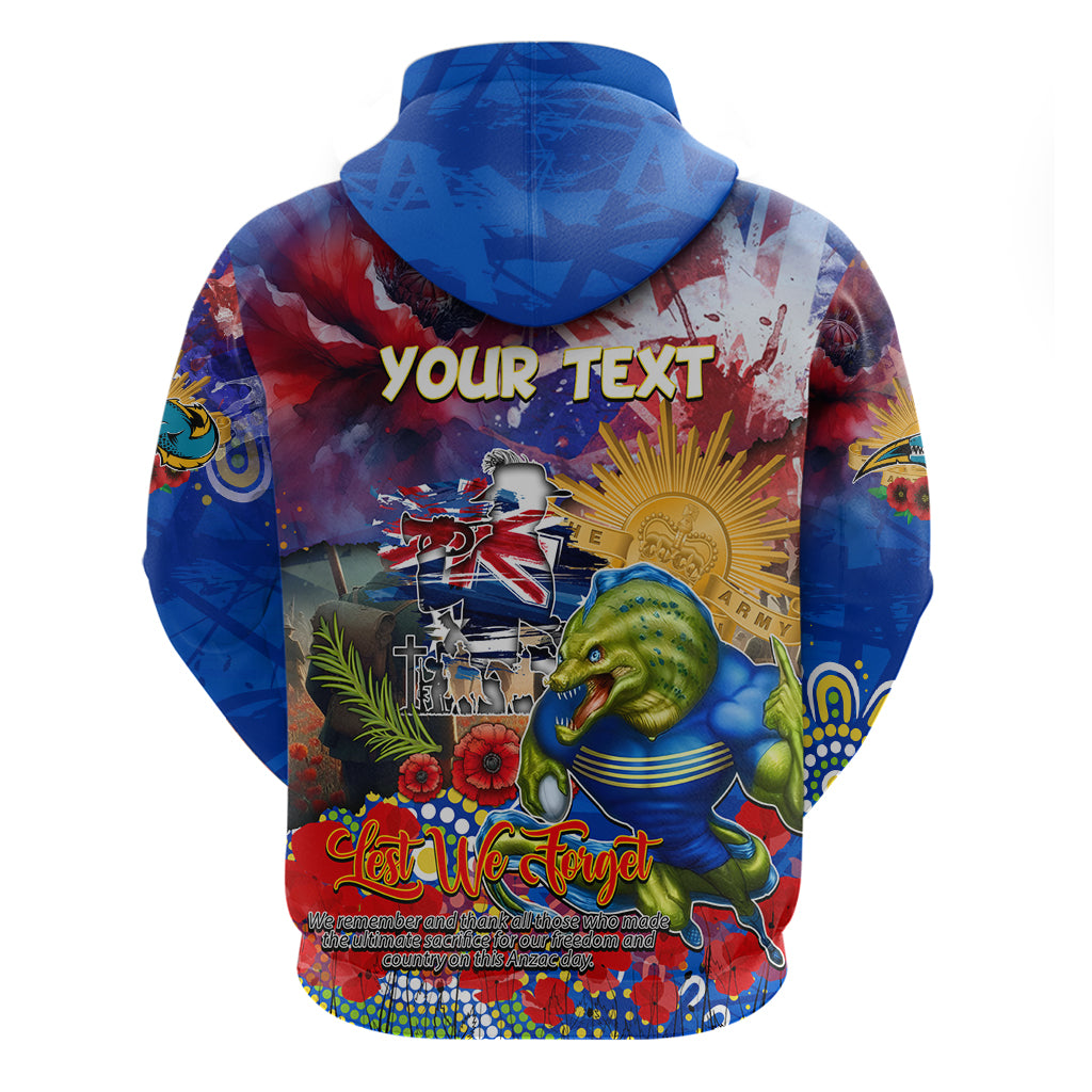 Personalised Australia Rugby Eels ANZAC Zip Hoodie Parramatta Scratch Style